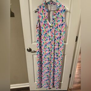 Lulu-B Wine Glasses UPF50+ Ruffle Neck
Sleeveless Maxi Dress! Size: Large!